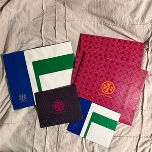 Tory Burch Geometric Patterned Envelopes in Pink and Green
